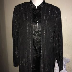 2pc Halmode Plus 20W Black/Silver Kimono Pant set